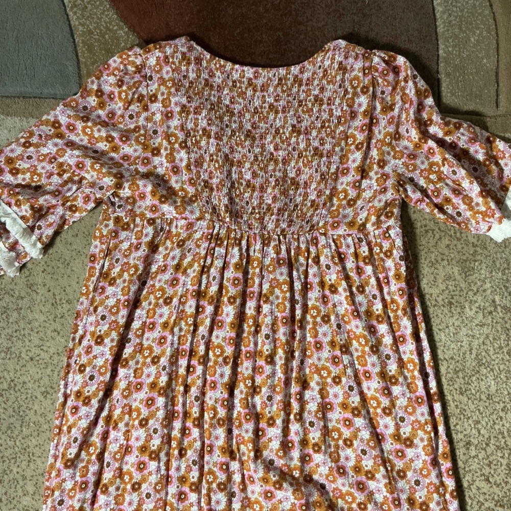 Piper & Scoot Exclusive Cottagecore Floral Smocked Dress Fringe XL PSD3518C - Picture 8 of 8